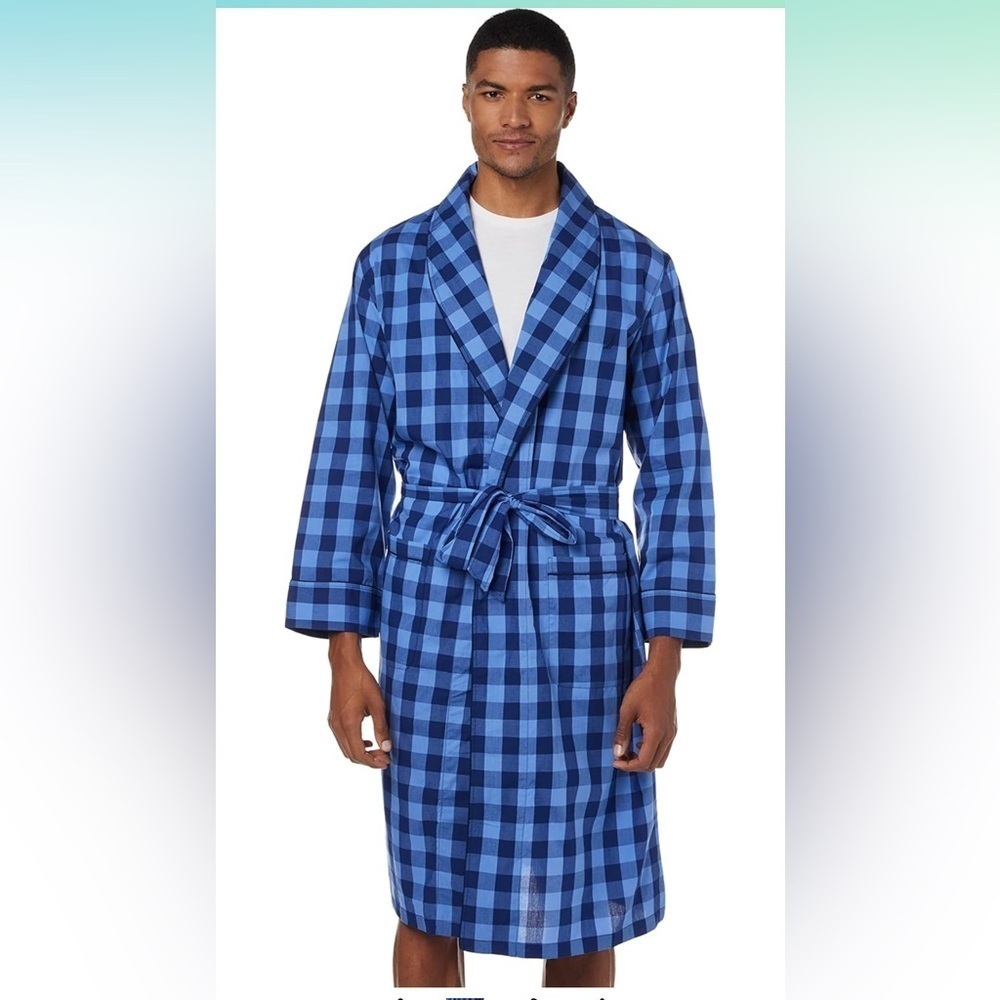 Nautica Robe Long Sleeve Lightweight 100% Cotton Shawl Collar Woven sz s/m NWT